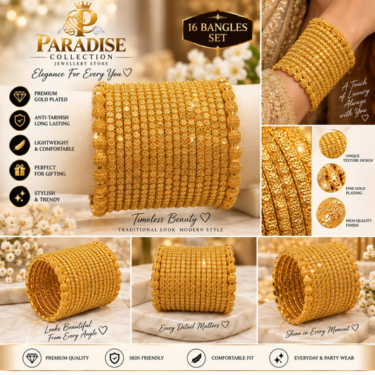 ✨ Royal Heritage Gold-Plated Bangles Set .