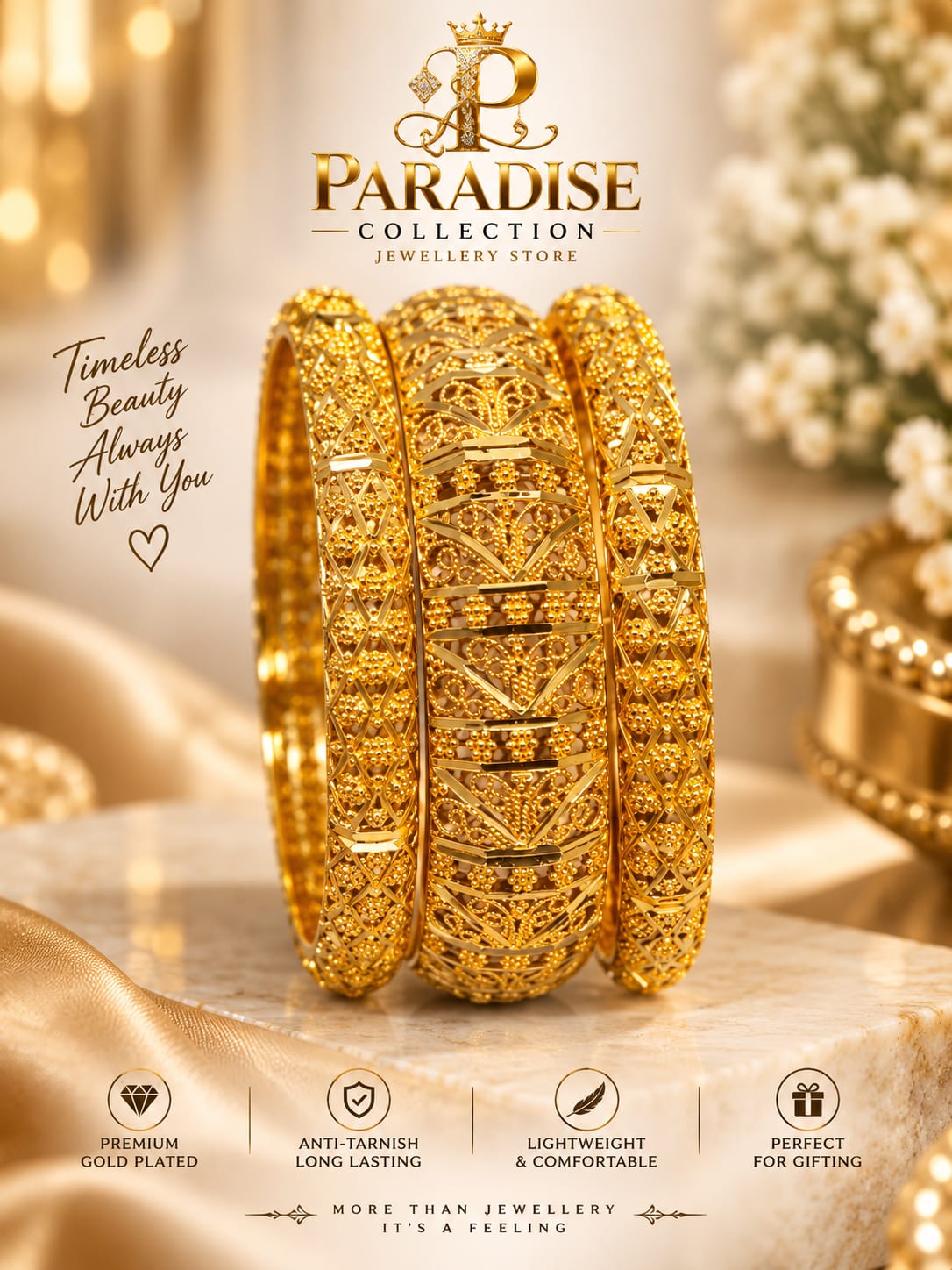 ✨ Royal Heritage Gold-Plated Bangles Set