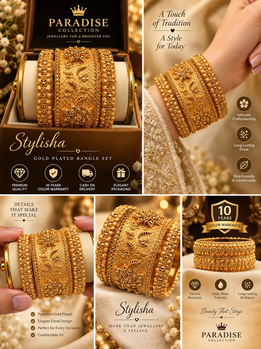 ✨ Royal Heritage Gold-Plated Bangles Set ...