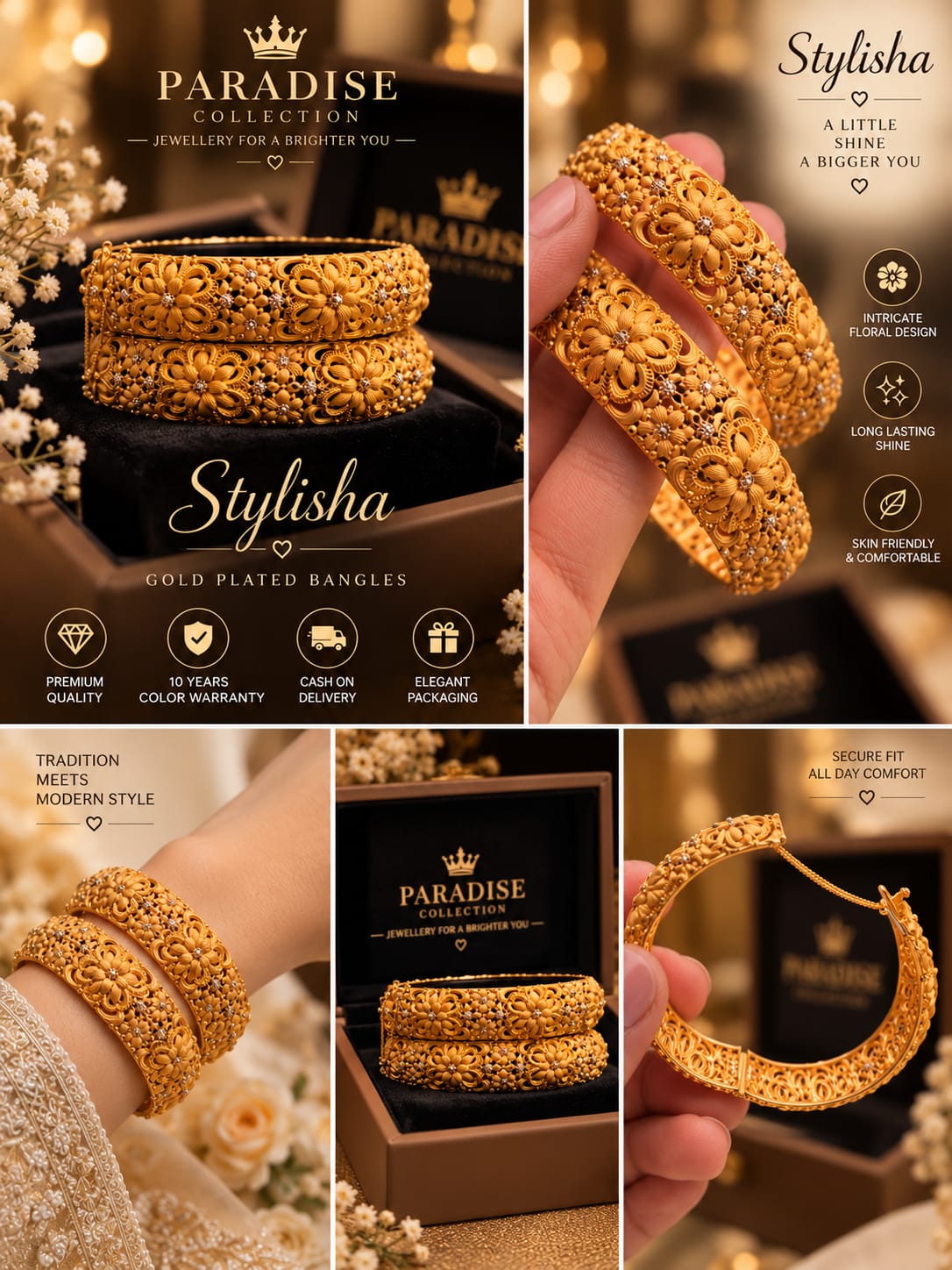 ✨ Turkish Heritage Gold-Plated Bangles Set